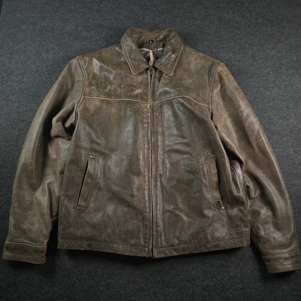 STS Ranch Wear Rifleman Distressed Brown Leather Jacket Concealed Carry Men's XL